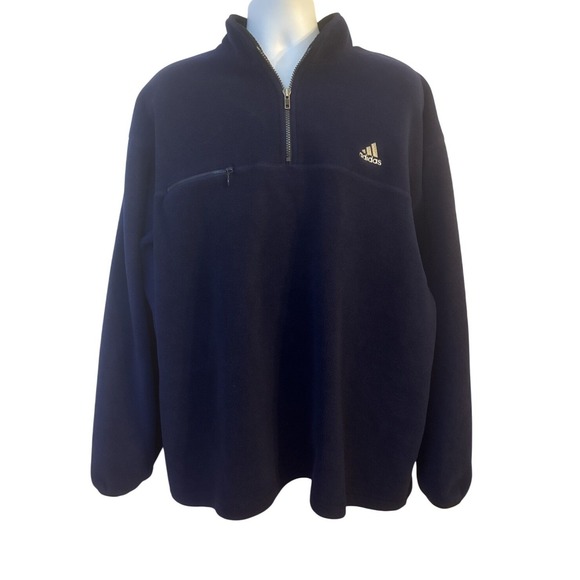 adidas Other - Vintage Adidas Mens XL Fleece Sweatshirt Quarter Zip‎ Blue Pullover Blokecore